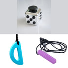 2 Chew Necklaces + 1 Push Button Fidget (choose your colors) Purple Turquoise Metallic Silver