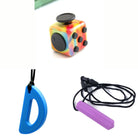 2 Chew Necklaces + 1 Push Button Fidget (choose your colors) Purple Blue Watercolor