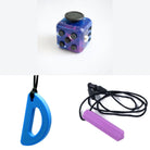 2 Chew Necklaces + 1 Push Button Fidget (choose your colors) Purple Blue Galaxy