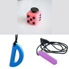 2 Chew Necklaces + 1 Push Button Fidget (choose your colors) Purple Blue Blush Pink