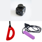 2 Chew Necklaces + 1 Push Button Fidget (choose your colors) Purple Red All Black