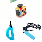 2 Chew Necklaces + 1 Push Button Fidget (choose your colors) Blue Turquoise Watercolor