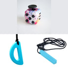 2 Chew Necklaces + 1 Push Button Fidget (choose your colors) Blue Turquoise Paint Splatter