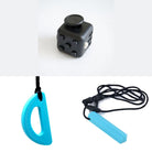 2 Chew Necklaces + 1 Push Button Fidget (choose your colors) Blue Turquoise All Black