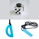 2 Chew Necklaces + 1 Push Button Fidget (choose your colors) Blue Turquoise Metallic Silver