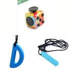 2 Chew Necklaces + 1 Push Button Fidget (choose your colors) Blue Blue Watercolor