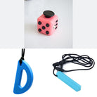 2 Chew Necklaces + 1 Push Button Fidget (choose your colors) Blue Blue Blush Pink