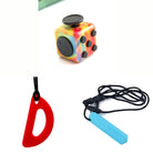 2 Chew Necklaces + 1 Push Button Fidget (choose your colors) Blue Red Watercolor