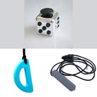 2 Chew Necklaces + 1 Push Button Fidget (choose your colors) Grey Turquoise Metallic Silver