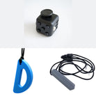 2 Chew Necklaces + 1 Push Button Fidget (choose your colors) Grey Blue All Black