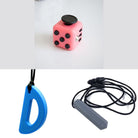 2 Chew Necklaces + 1 Push Button Fidget (choose your colors) Grey Blue Blush Pink