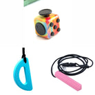 2 Chew Necklaces + 1 Push Button Fidget (choose your colors) Pink Blue Watercolor