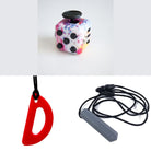 2 Chew Necklaces + 1 Push Button Fidget (choose your colors) Grey Red Blush Pink