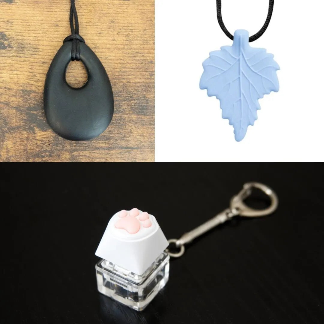 2 Light Chewer Chewelry + 1 Fidget Toy Bundle (choose your colors) Black Sky Blue 