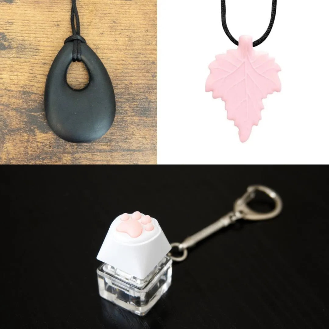 2 Light Chewer Chewelry + 1 Fidget Toy Bundle (choose your colors) Black Light Pink 