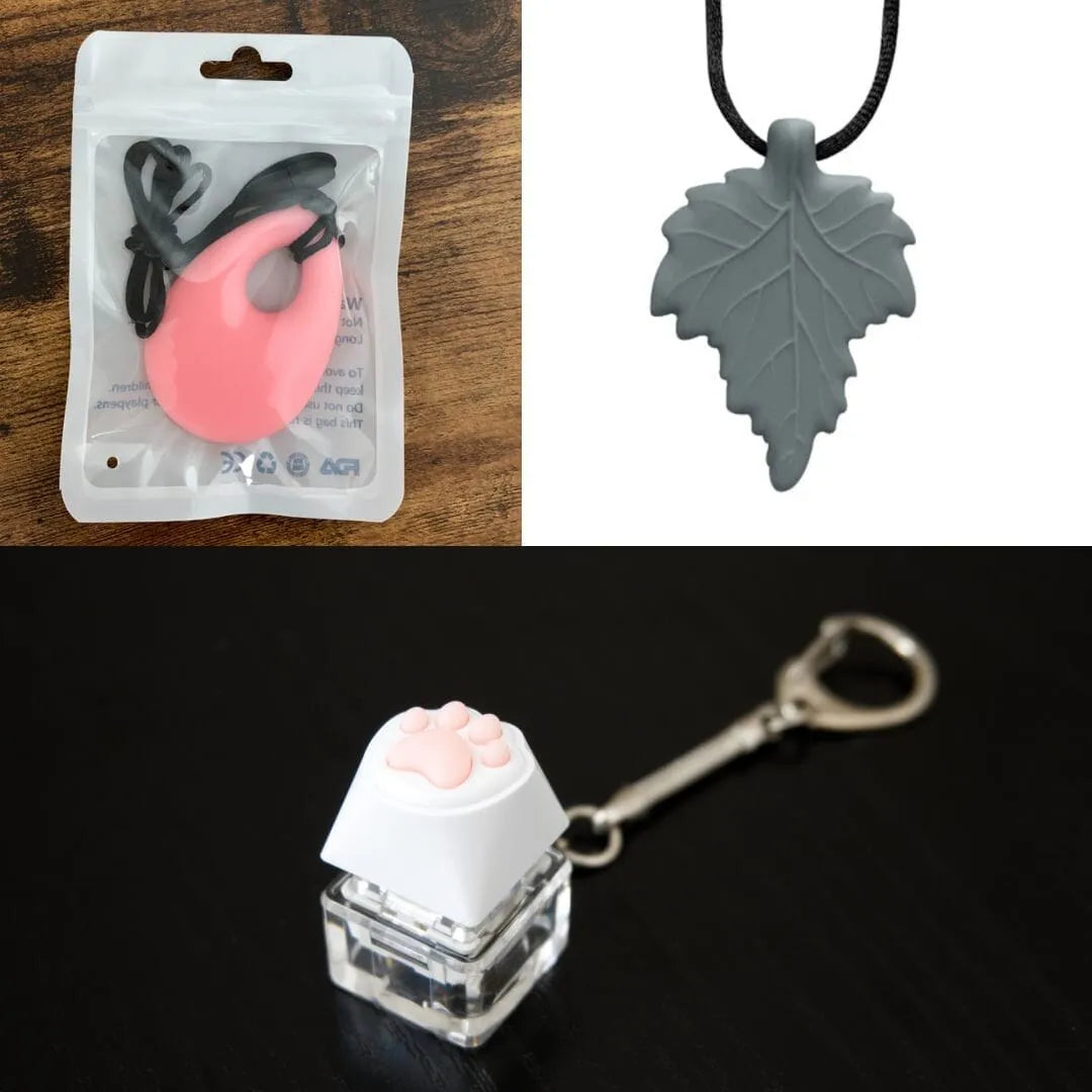 2 Light Chewer Chewelry + 1 Fidget Toy Bundle (choose your colors) Pink Grey 