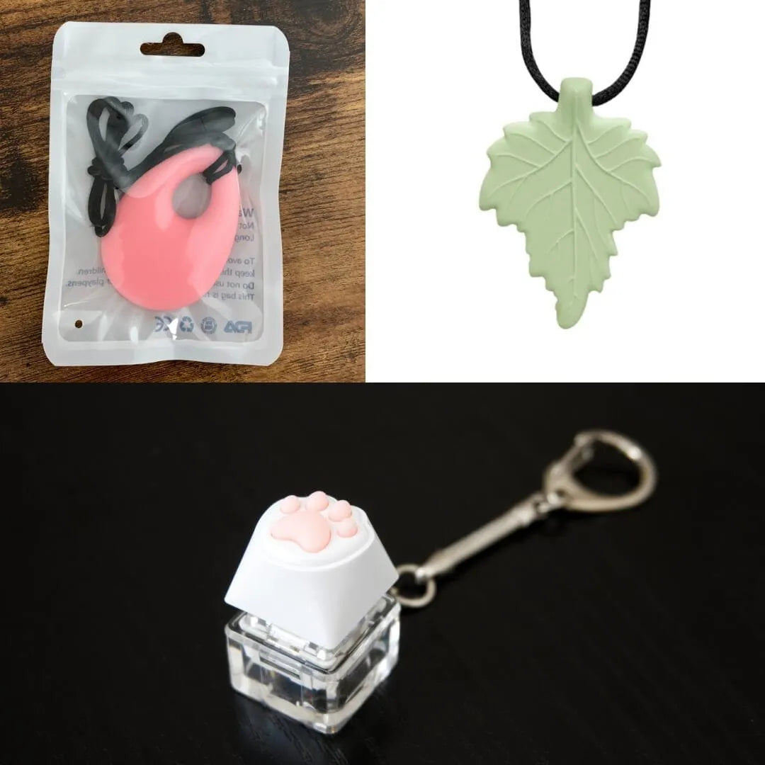 2 Light Chewer Chewelry + 1 Fidget Toy Bundle (choose your colors) Pink Green 