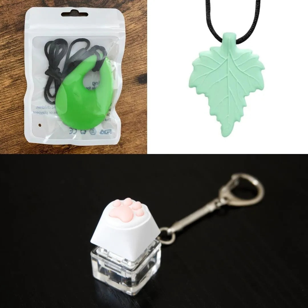 2 Light Chewer Chewelry + 1 Fidget Toy Bundle (choose your colors) Green Mint Green 