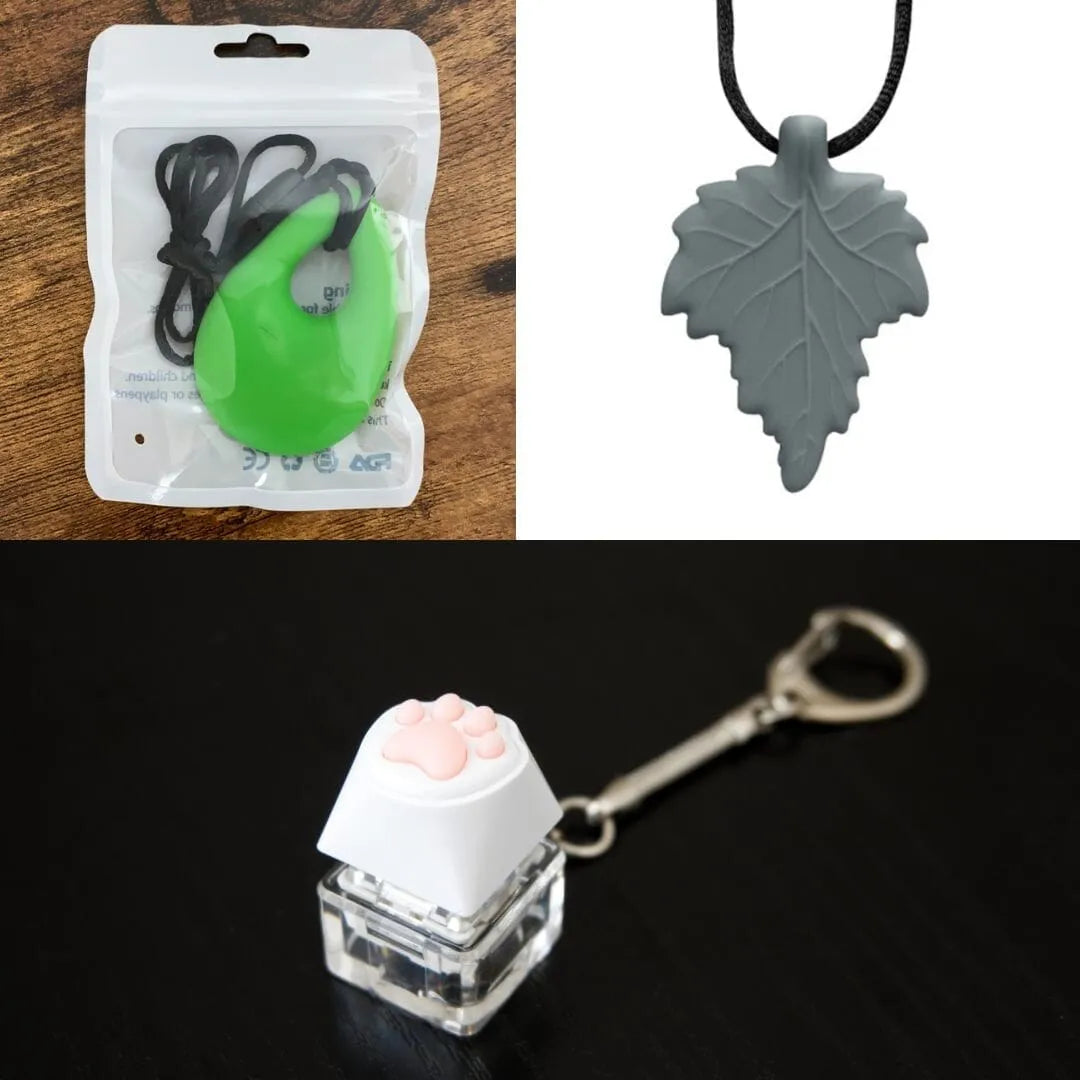 2 Light Chewer Chewelry + 1 Fidget Toy Bundle (choose your colors) Green Grey 