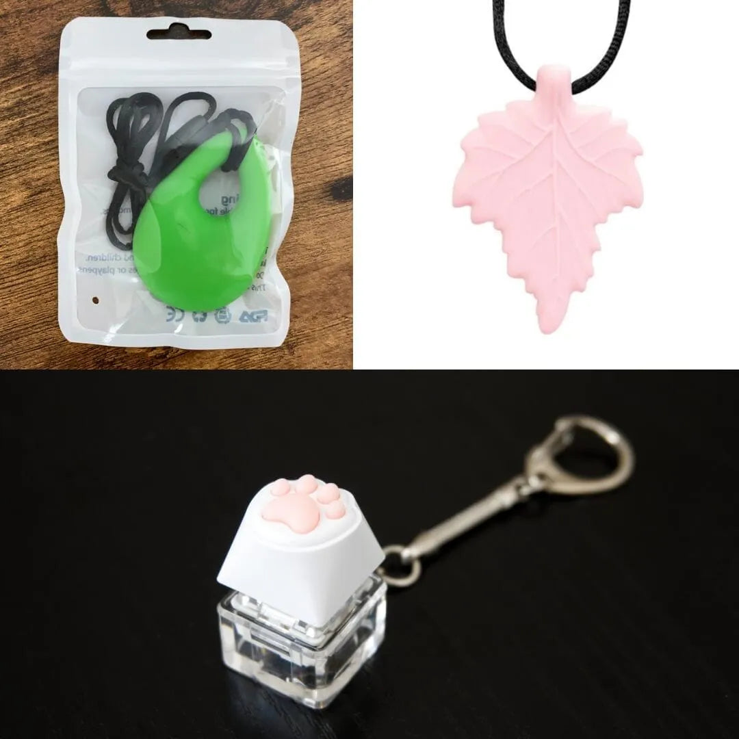 2 Light Chewer Chewelry + 1 Fidget Toy Bundle (choose your colors) Green Light Pink 