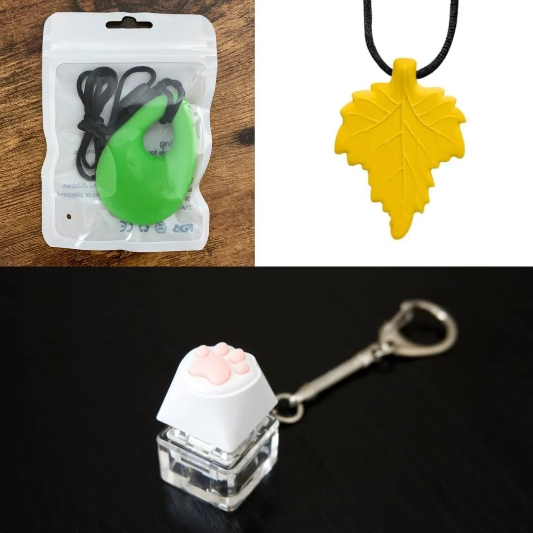 2 Light Chewer Chewelry + 1 Fidget Toy Bundle (choose your colors) Green Yellow 