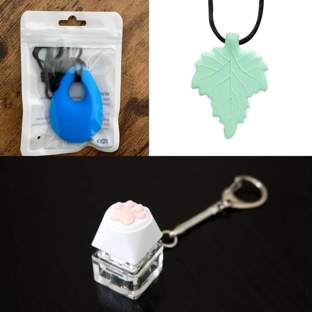 2 Light Chewer Chewelry + 1 Fidget Toy Bundle (choose your colors) Blue Mint Green 