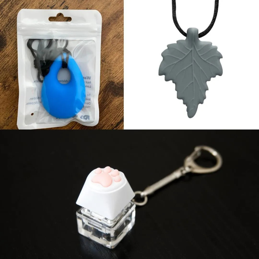 2 Light Chewer Chewelry + 1 Fidget Toy Bundle (choose your colors) Blue Grey 