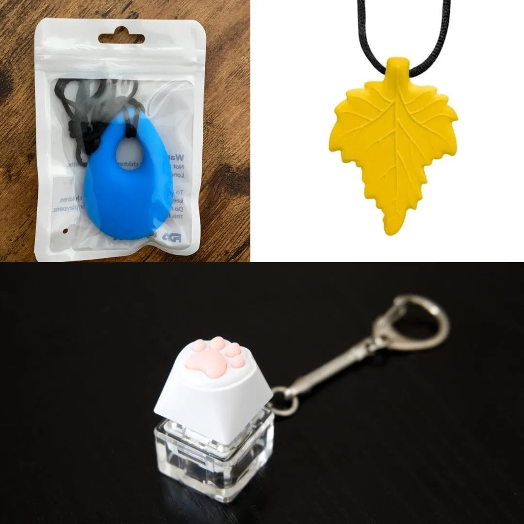 2 Light Chewer Chewelry + 1 Fidget Toy Bundle (choose your colors) Blue Yellow 