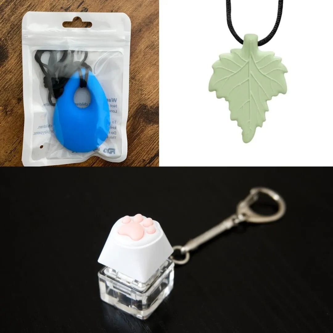 2 Light Chewer Chewelry + 1 Fidget Toy Bundle (choose your colors) Blue Green 