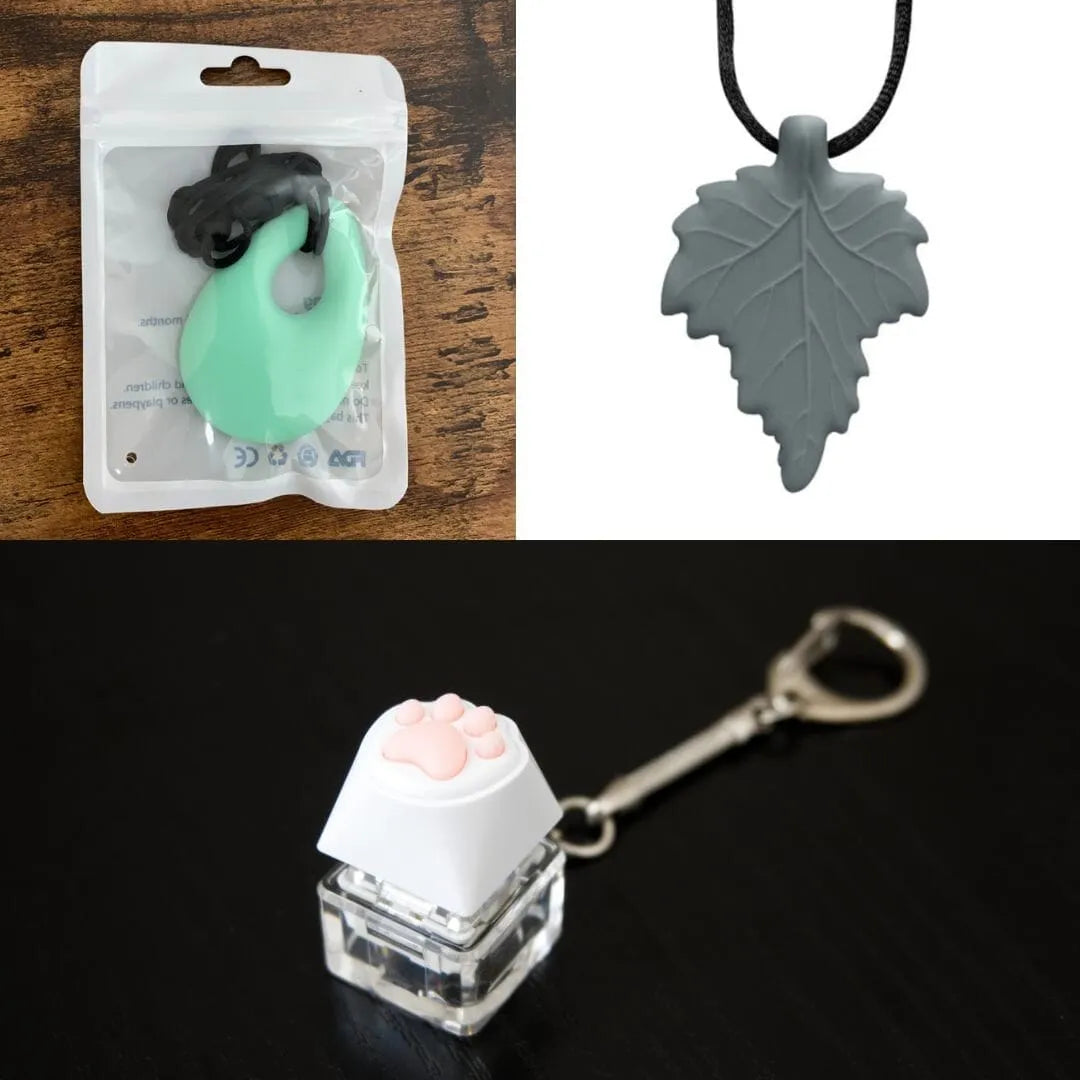2 Light Chewer Chewelry + 1 Fidget Toy Bundle (choose your colors) Mint Green Grey 