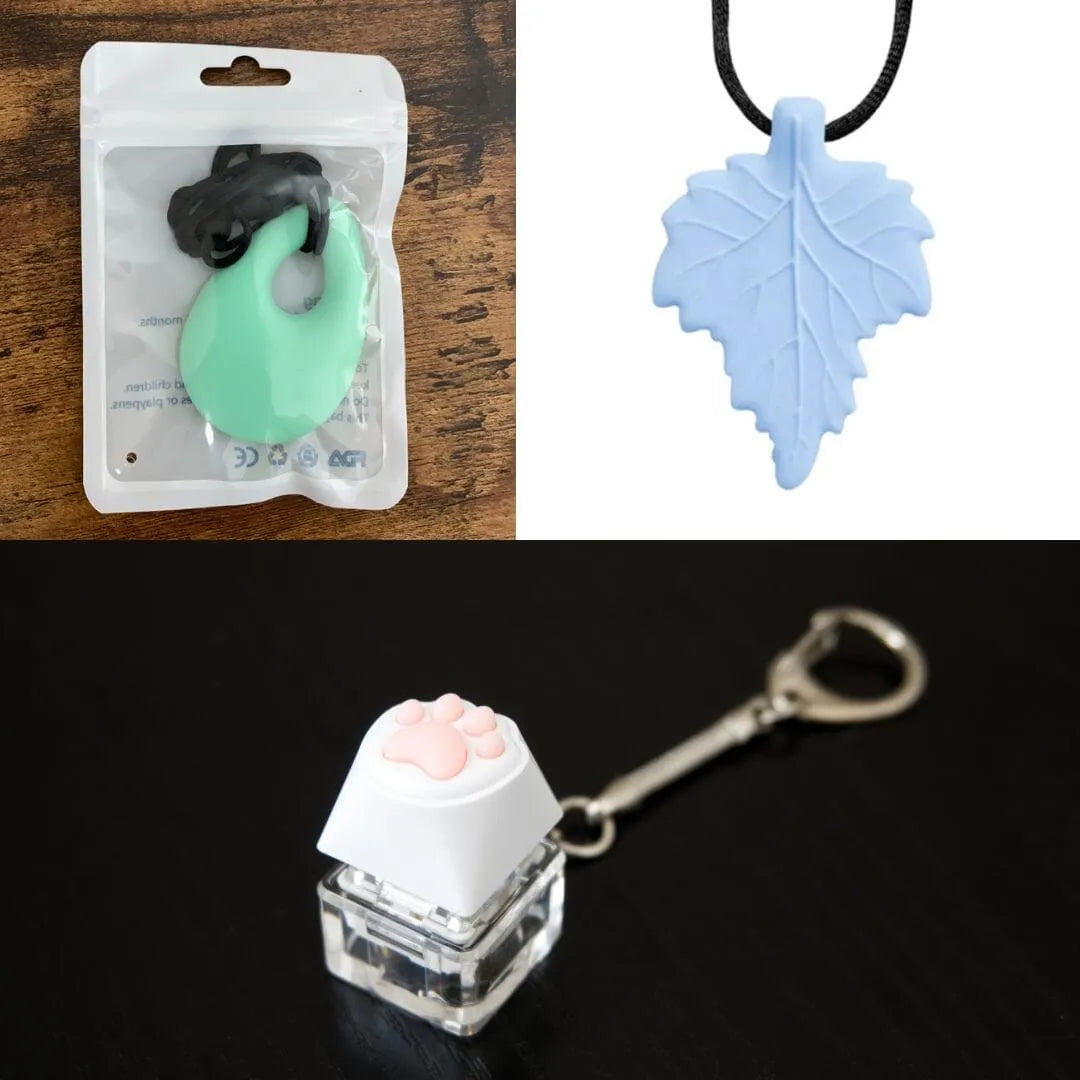 2 Light Chewer Chewelry + 1 Fidget Toy Bundle (choose your colors) Mint Green Sky Blue 