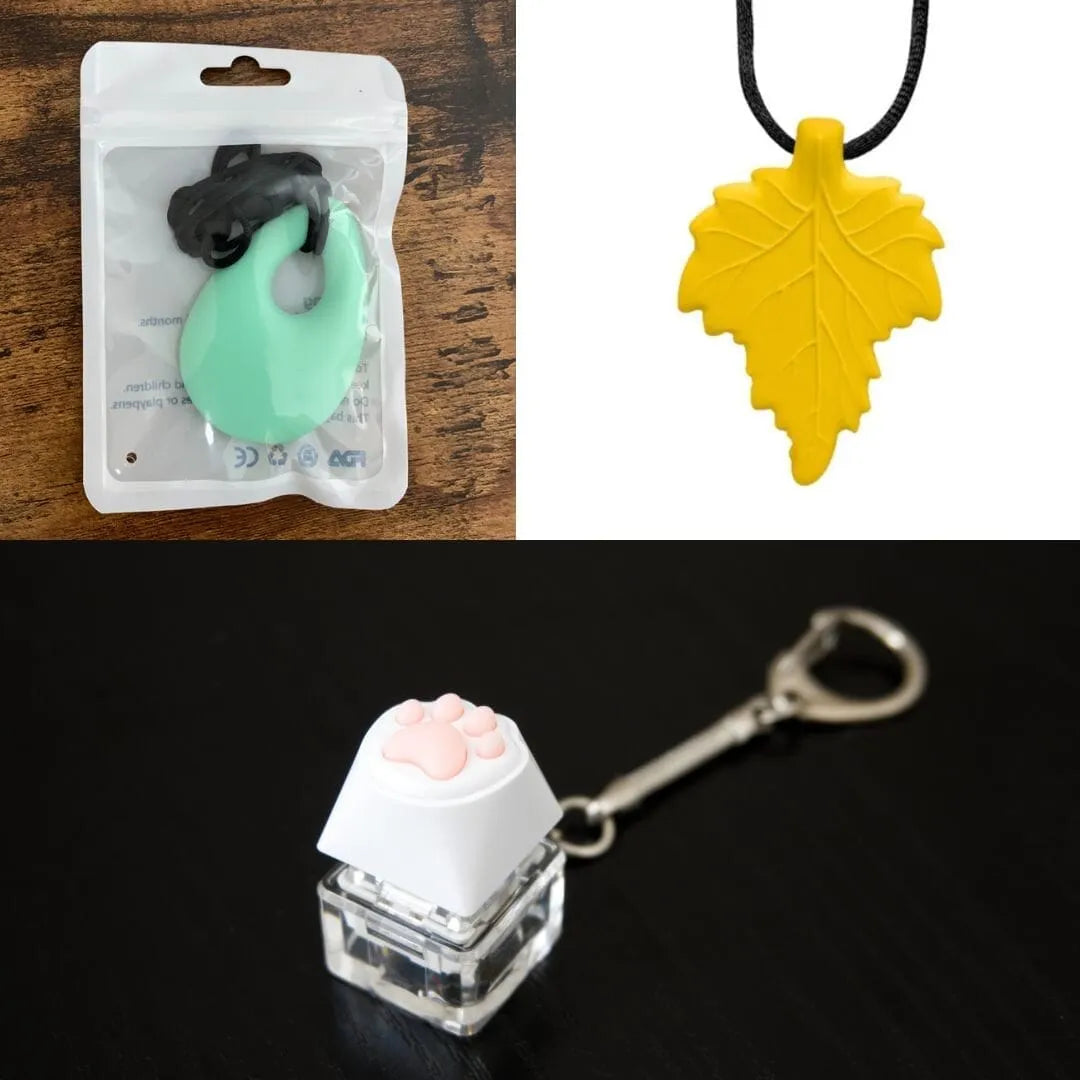 2 Light Chewer Chewelry + 1 Fidget Toy Bundle (choose your colors) Mint Green Yellow 