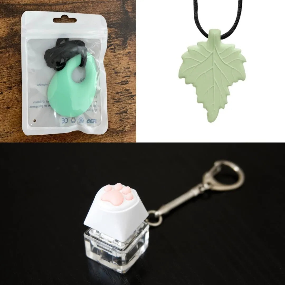 2 Light Chewer Chewelry + 1 Fidget Toy Bundle (choose your colors) Mint Green Green 