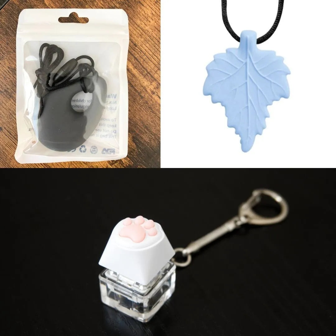 2 Light Chewer Chewelry + 1 Fidget Toy Bundle (choose your colors) Dark Grey Sky Blue 