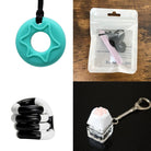 2 Chew Necklaces + 2 Fidget Toys Bundle The Autistic Innovator Aquamarine Light Purple Black and white