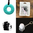 2 Chew Necklaces + 2 Fidget Toys Bundle (choose your colors) Aquamarine Light Purple Black and white