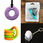 2 Chew Necklaces + 2 Fidget Toys Bundle (choose your colors) Purple Turquoise Green yellow orange