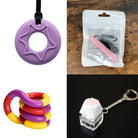 2 Chew Necklaces + 2 Fidget Toys Bundle The Autistic Innovator Purple Pink Purple red yellow