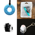 2 Chew Necklaces + 2 Fidget Toys Bundle The Autistic Innovator Blue Turquoise Black and white