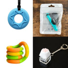 2 Chew Necklaces + 2 Fidget Toys Bundle (choose your colors) Blue Turquoise Green yellow orange