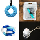 2 Chew Necklaces + 2 Fidget Toys Bundle The Autistic Innovator Blue Turquoise Blue white deep blue