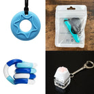 2 Chew Necklaces + 2 Fidget Toys Bundle (choose your colors) Blue Turquoise Blue white deep blue