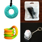 2 Chew Necklaces + 2 Fidget Toys Bundle (choose your colors) Aquamarine Black Green yellow orange