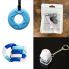 2 Chew Necklaces + 2 Fidget Toys Bundle The Autistic Innovator Blue Light Purple Blue white deep blue