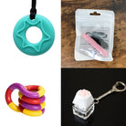 2 Chew Necklaces + 2 Fidget Toys Bundle The Autistic Innovator Aquamarine Pink Purple red yellow