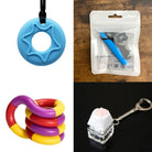 2 Chew Necklaces + 2 Fidget Toys Bundle The Autistic Innovator Blue Blue Purple red yellow