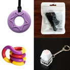 2 Chew Necklaces + 2 Fidget Toys Bundle (choose your colors) Purple Black Purple red yellow