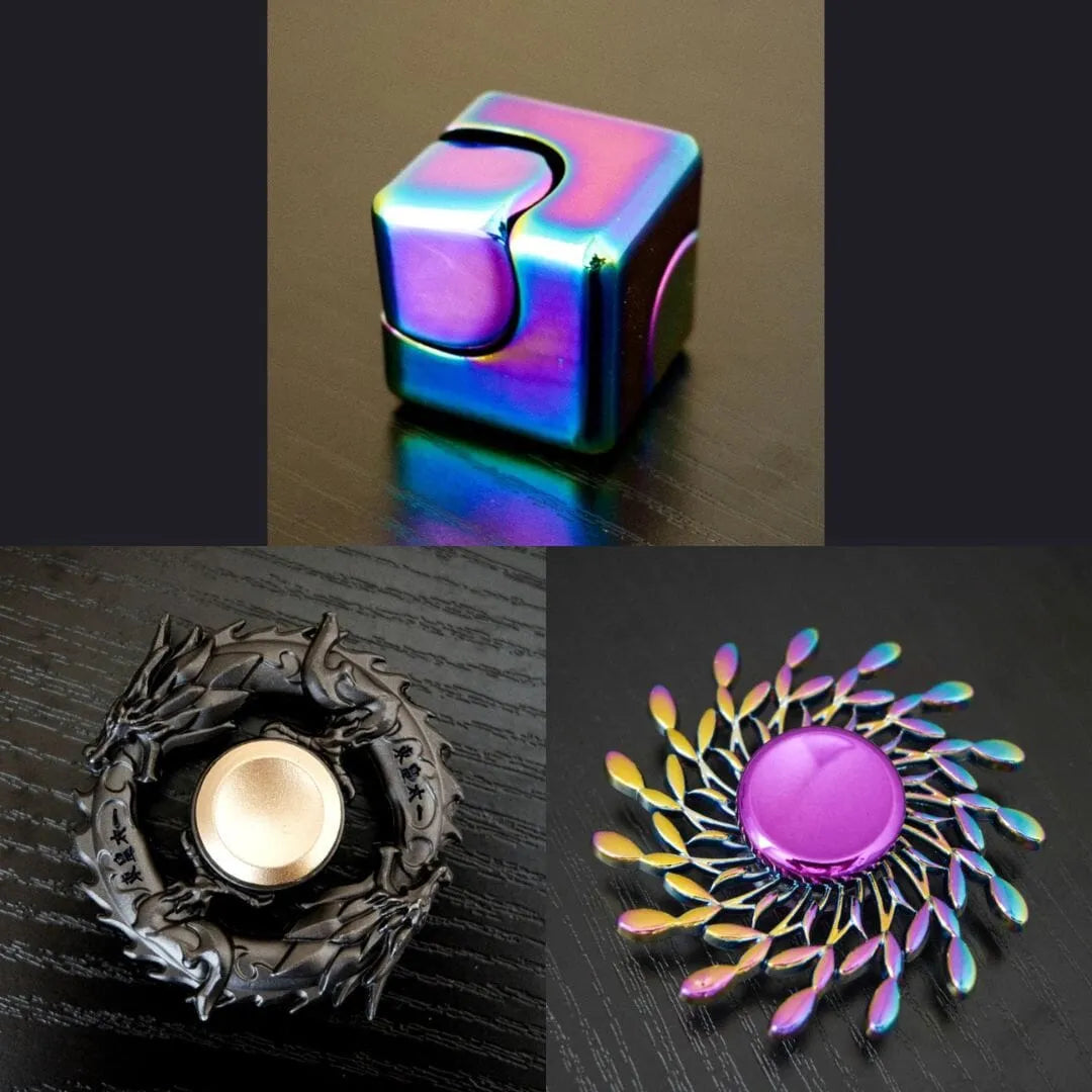 3 Beloved Fidget Spinners Bundle Rainbow Black Wind