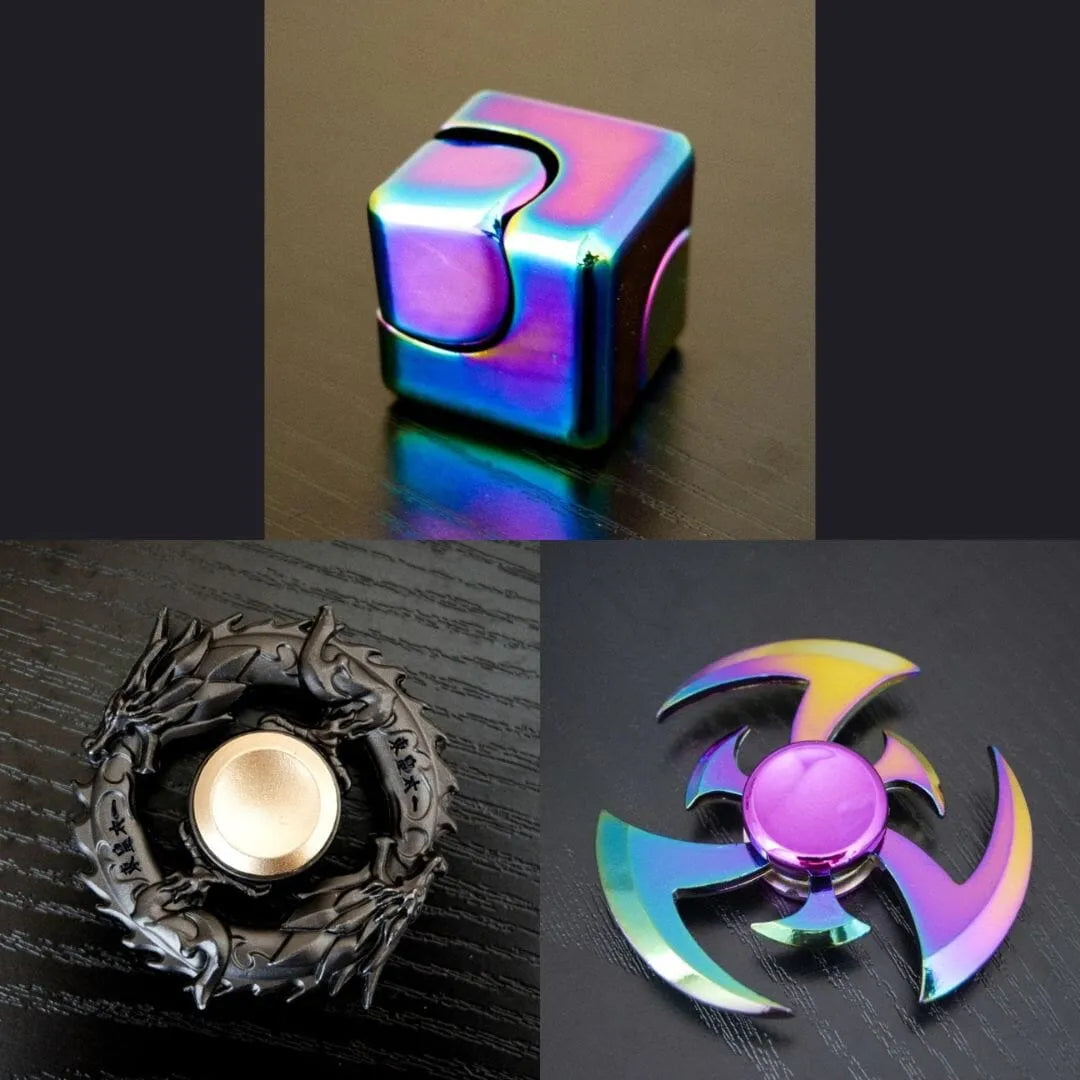 3 Beloved Fidget Spinners Bundle Rainbow Black Shuriken