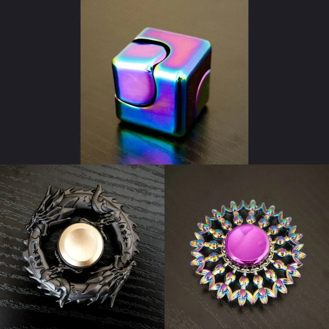 3 Beloved Fidget Spinners Bundle Rainbow Black Flower Mandala